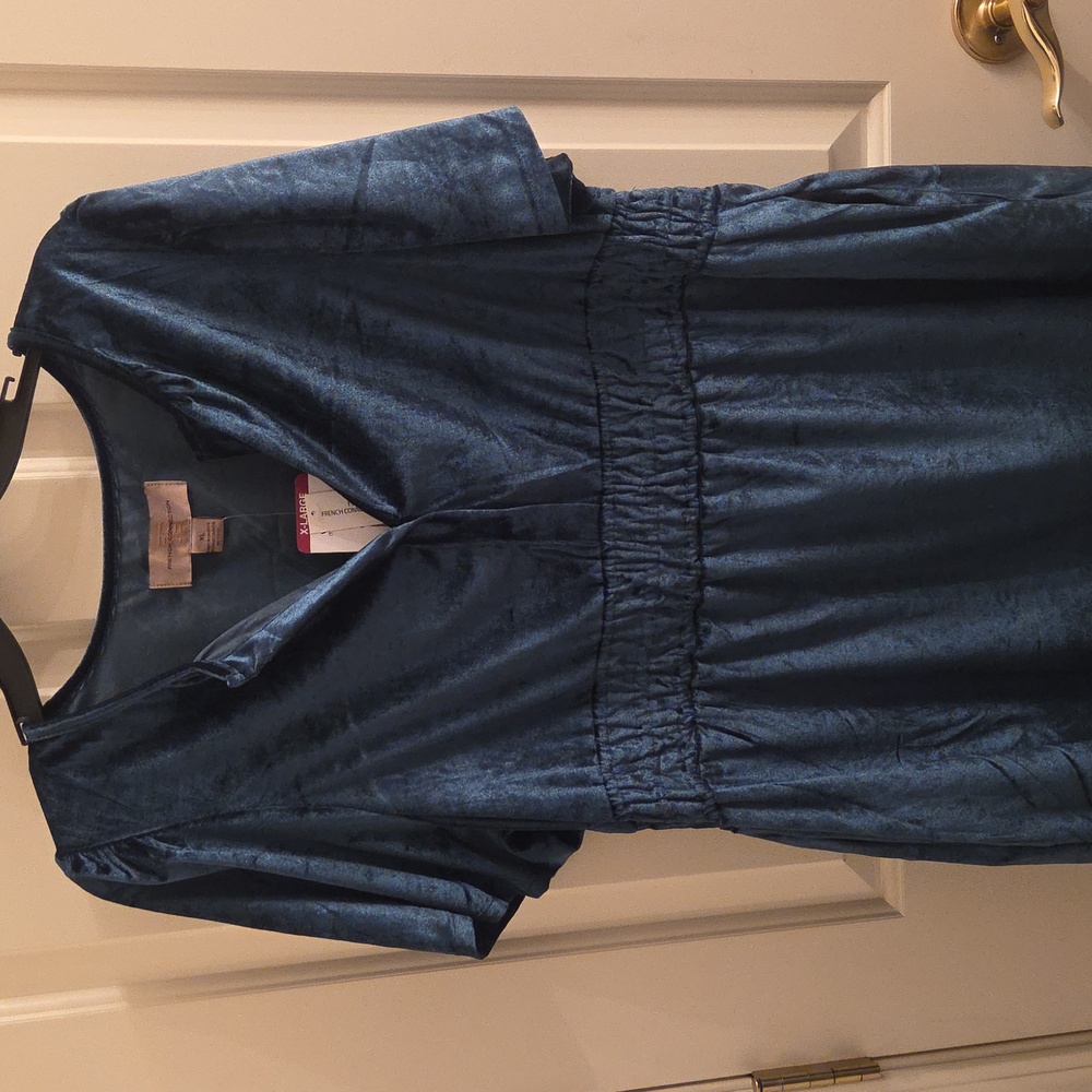French Connection Teal Velvet Dress, With Pockets - Picture 3 of 11